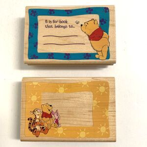2 Rubber Stampede Wooden Stamp B is for Book A-1205-F Pooh Frame A-1204-F